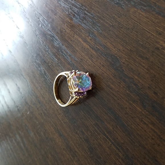 Mercury Mystic Topaz Cut Gemstone Ring In Gold Over Sterling Silver. - Picture 2 of 5